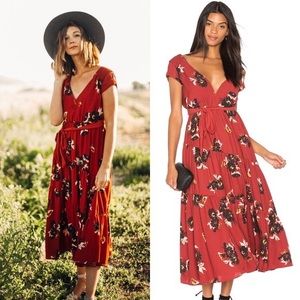 Free People All I Got Red Floral Maxi Dress Size 2